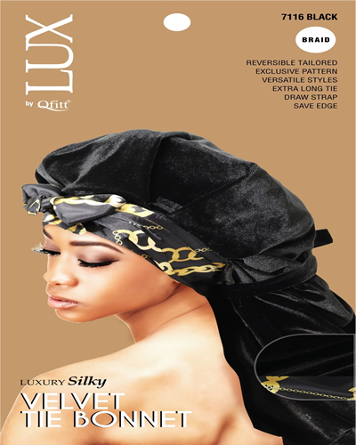 Lux by Qfitt Luxury Silky Velvet Tie Bonnet