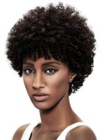 Curly Afro 100% Human Hair Wig, Color: 1B