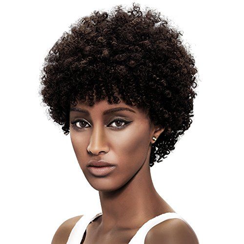Curly Afro 100% Human Hair Wig, Color: 1B