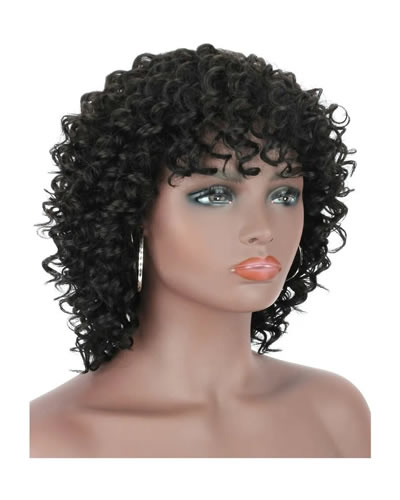 HH Jerry Curl 100% Human Hair Wig, Color: 2, 1B